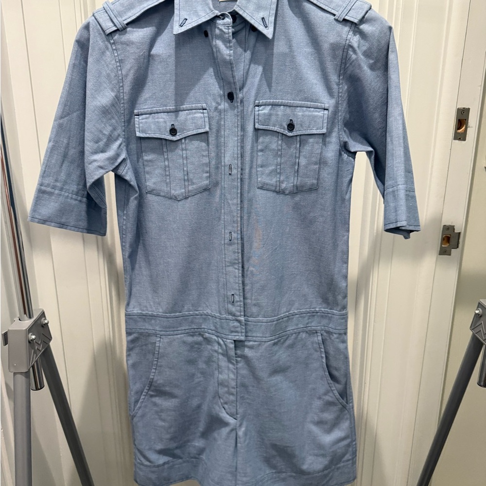 Light Blue Button-Up Romper - Picture 3 of 7